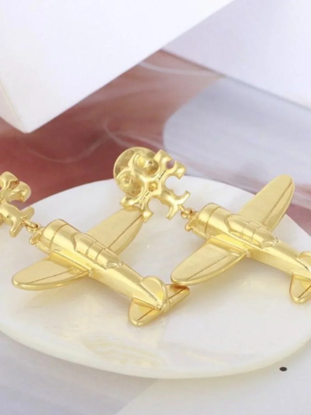 Tory Burch Gold Airplane Drop Earrings NWT